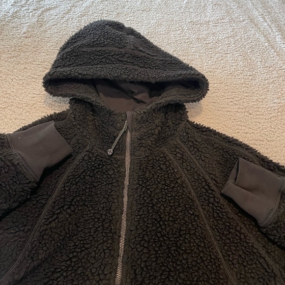 Lululemon Womens Black Scuba Oversized Sherpa Wool Blend 1/2 Zip Hoodie Size M/L - Picture 4 of 11